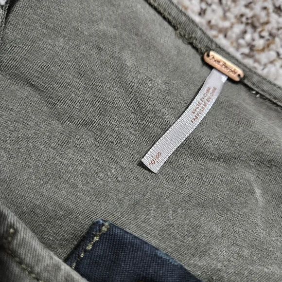 Free people revolve military green jacket button small black distressed crop - Picture 7 of 10